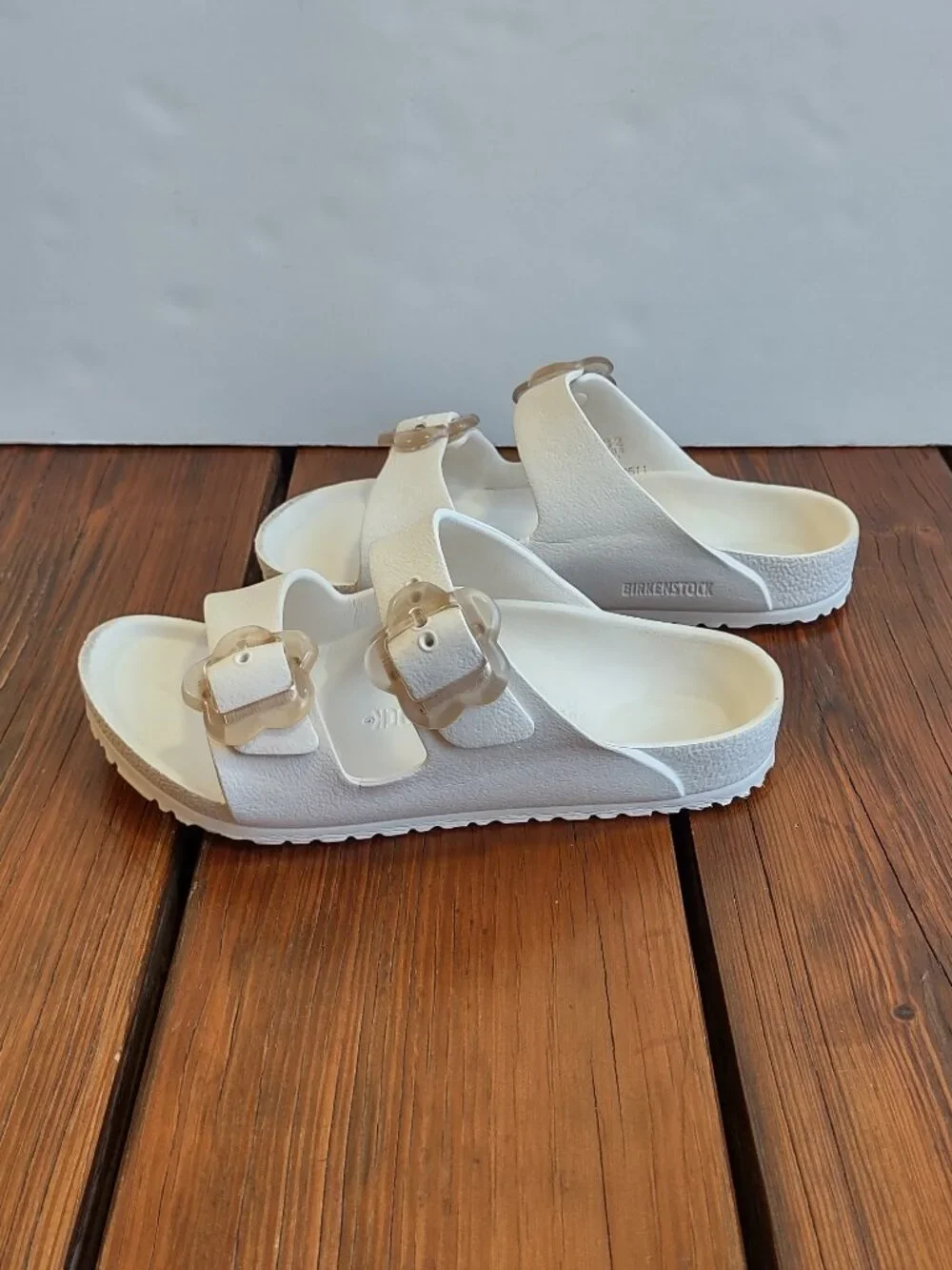 Birkenstock Kid Arizona Flower Sandals EVA Double Strap Eggshell EU 32  US 1-1.5